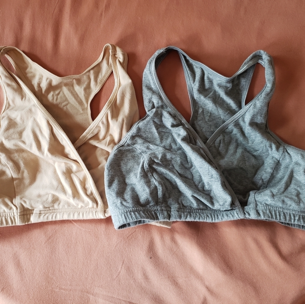 Women's Intimates Soft Cotton Bras - Cream and Gray